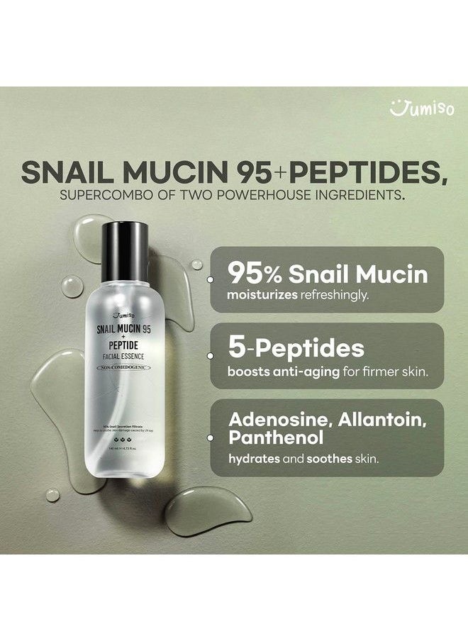 Jumiso - Snail Mucin 95% + Peptide Essence 4.73 Fl.Oz / 140Ml | Hydrating Serum With Snail Face Moisturizer For Dry Skin Daily Deep Hydration Korean Skincare - Image 1