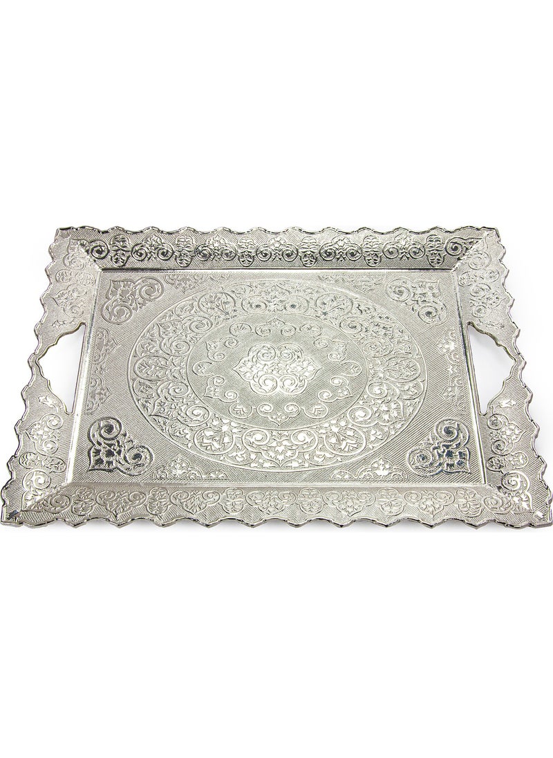 İhvan Online - Silver Color 14 Piece Zamzam Glass and Cup Set with Tray Set - Image 1