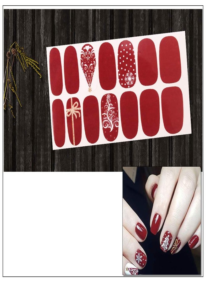 SILPECWEE 8 Sheets Red Nail Polish Strips for Women Sticker Nail Polish Nail Stickers Full Nail Wraps Self Adhesive Nail Art Stickers Manicure Kit with 1pc Nail File - Image 4