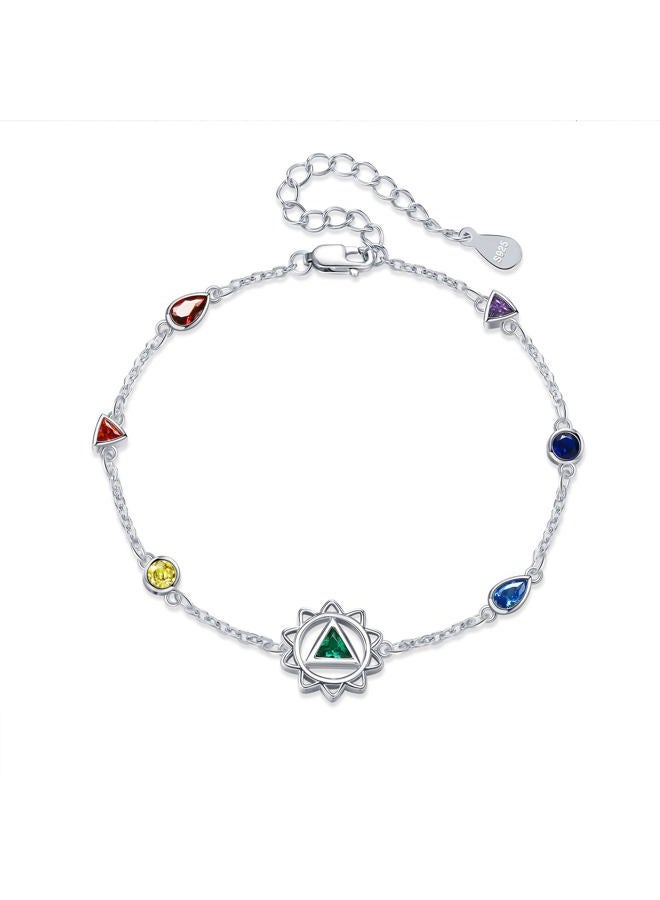 Approved Science AA Chakra Bracelet Sterling Silver Lotus Alcoholics Anonymous Bracelet Sobriety Recovery Symbol Jewelry for Women  - Image 1