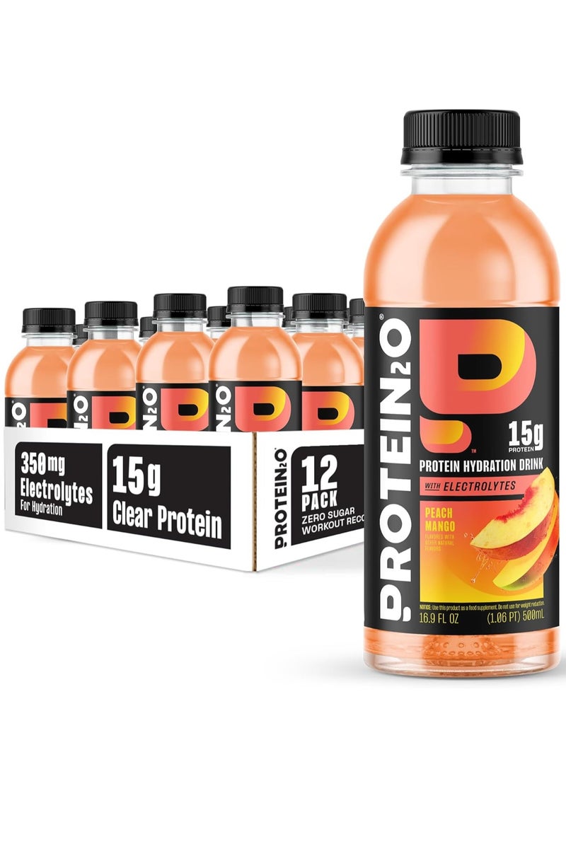 PROTEIN20 Protein Infused Water Plus Energy with Peach Mango 500ml Pack Of 12 - Image 1