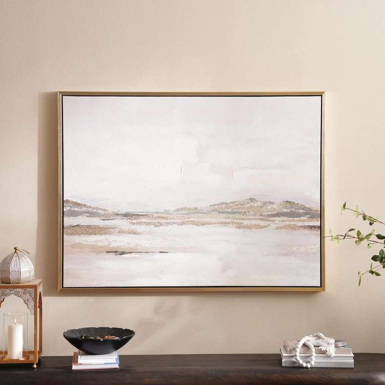 Layali Dunes Canvas Framed Wall Art 90x4x120cm - Beige