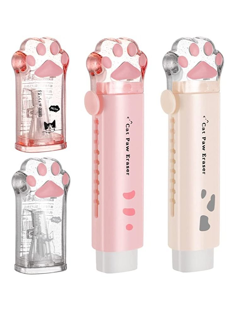 4 in 1 Cute Cat Paw Kawaii School Supplies Cat Paw Pencil Sharpener and Shaped Retractable Eraser for Girls Stationery - Image 1