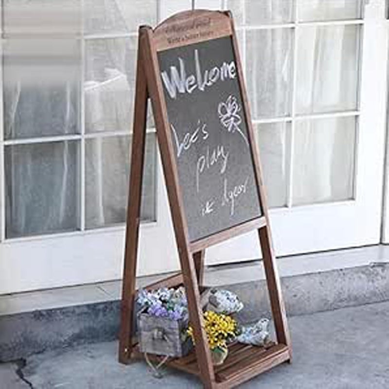 LINGWEI Chalkboard Wooden Foldable Black Board Hand Writing Chalk Board with Flower Pot Holder Notice Board Outdoor Display Stand For Home Bar Countertop Cafe Restaurant Wedding - Image 4