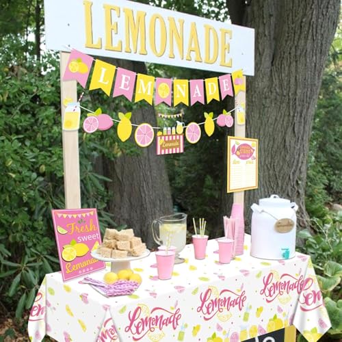 PTECDROTS Lemonade Stand Decorations - Lemonade Banner, Lemonade Stand Sign, Lemon Straw for Kids Summer Bridal Shower Birthday Party Lemonade Stand Supplies - Image 5
