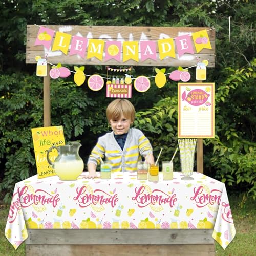 PTECDROTS Lemonade Stand Decorations - Lemonade Banner, Lemonade Stand Sign, Lemon Straw for Kids Summer Bridal Shower Birthday Party Lemonade Stand Supplies - Image 4