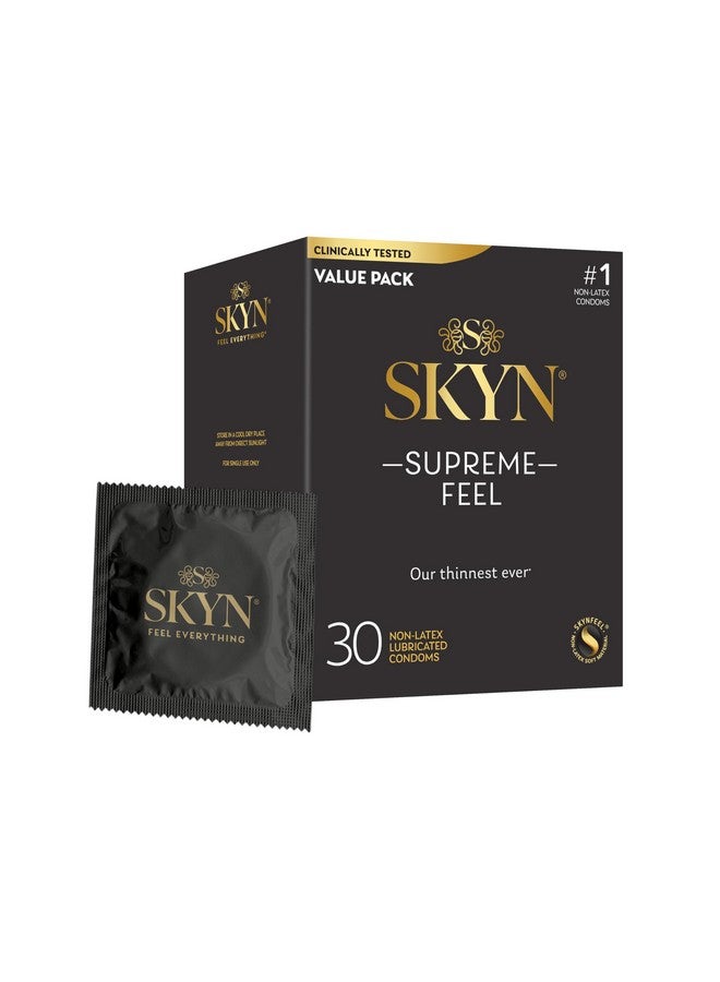 skyn SKYN Supreme Feel Non-Latex Condoms, 30 Count, Ultra-Thin & Pre-Lubricated for a Natural, Smooth Fit  - Image 1