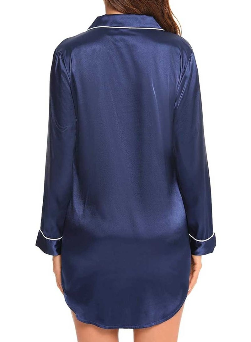 Caprisious Women's Satin Long Sleeve Sleep Shirt: Elegant Silk Nightshirt with Button Down Design, Perfect Pajama Top - Image 5