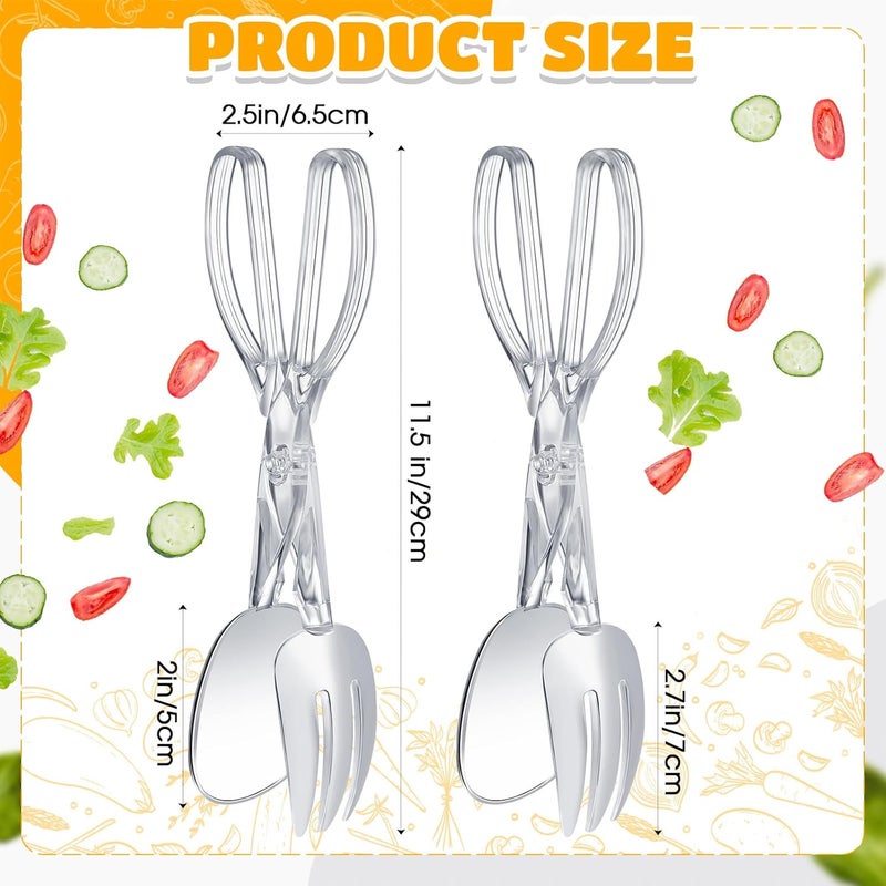 Tioncy 12 Pack Plastic Salad Scissor Tongs 11.5 Inches for Serving Reusable Food Tongs, Clear Utensils for Chef Cooking, Kitchen, Buffet, Party, Catering Supplies - Image 2