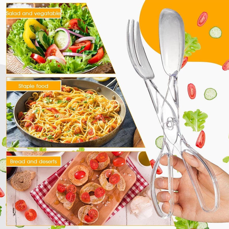 Tioncy 12 Pack Plastic Salad Scissor Tongs 11.5 Inches for Serving Reusable Food Tongs, Clear Utensils for Chef Cooking, Kitchen, Buffet, Party, Catering Supplies - Image 4