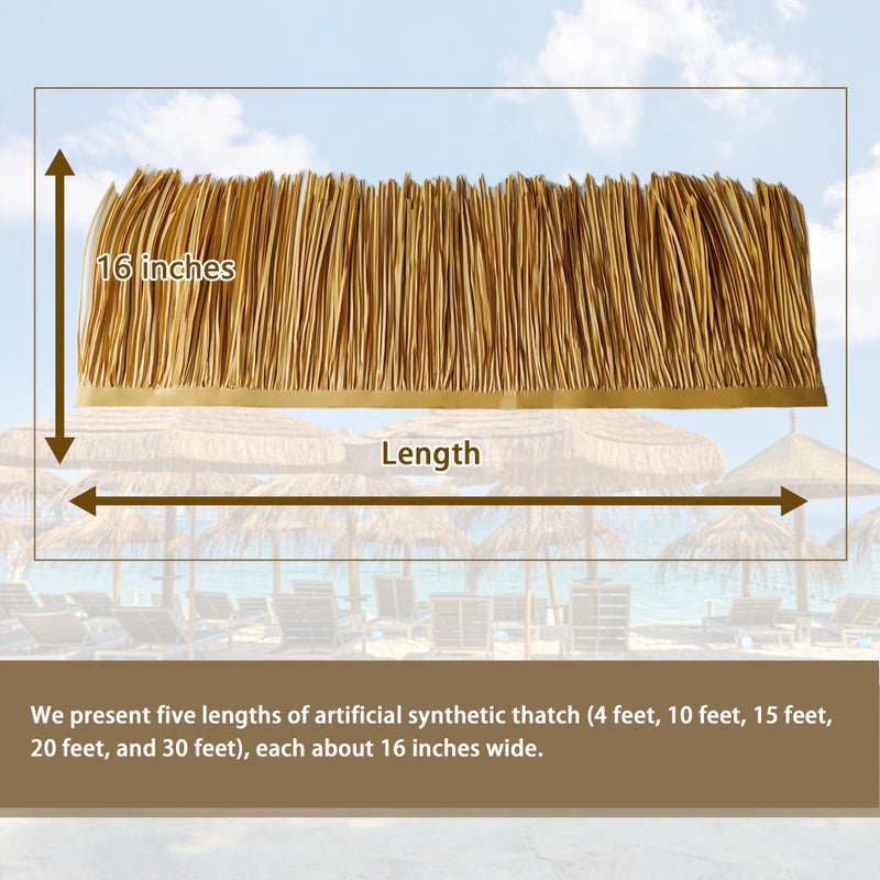 Vaotais Premium Mexican Style Artificial Palm Thatch Roof Rolls. 5 Lengths, 2 Colors. Waterproof. Easy Install. Ideal for Tiki Bars, Parties, Gardens & Fences (4ft x 16in - Straw Yellow) - Image 3