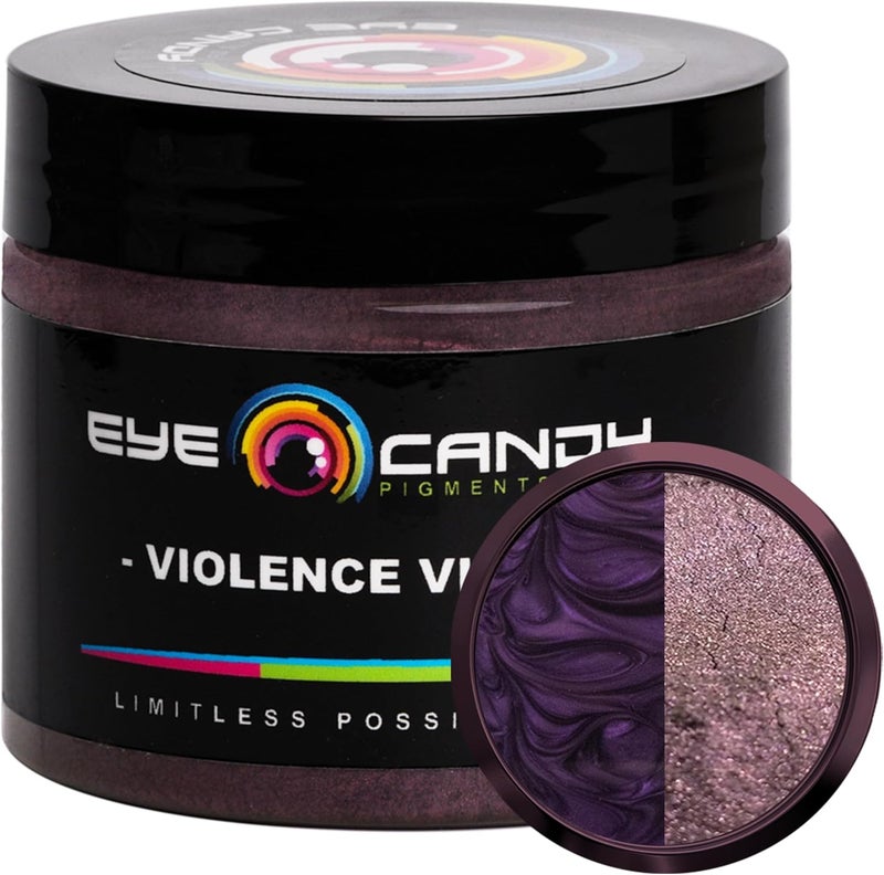 Eye Candy Pigments Premium Purple Mica Powder - Violence Violet (50gr) - for Epoxy, Resin, Soap, Paint, Woodworking, Acrylic Pouring, Bath Bombs, Fishing Lures - DIY Arts and Crafts Additive - Image 1