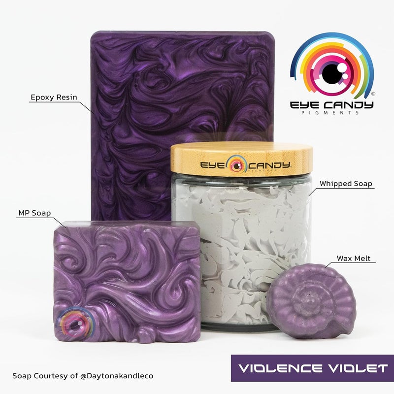 Eye Candy Pigments Premium Purple Mica Powder - Violence Violet (50gr) - for Epoxy, Resin, Soap, Paint, Woodworking, Acrylic Pouring, Bath Bombs, Fishing Lures - DIY Arts and Crafts Additive - Image 2