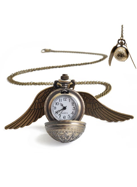 Vintage Hollow Bronze Pocket Watch Quartz Arabic Markers Carved Men and Women Watches with Necklace Chain Pendant
