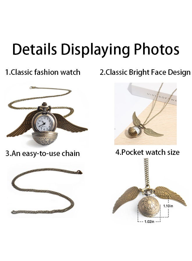 Vintage Hollow Bronze Pocket Watch Quartz Arabic Markers Carved Men and Women Watches with Necklace Chain Pendant - Image 3