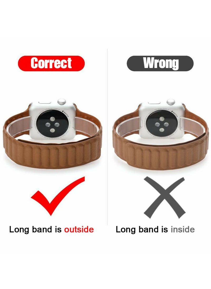 YOMNA - For Apple Watch Leather Link Band Strap iWatch Series 40/44/41/45mm Midnight Blue Strap with Midnight Blue Strap - Image 1
