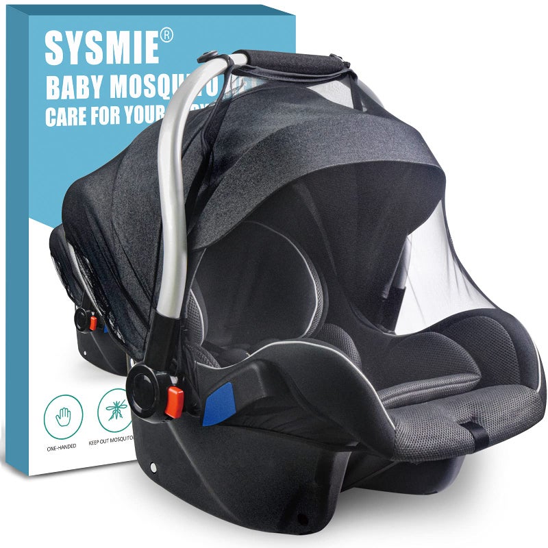 Sysmie Baby Mosquito Net for Infant Car SeatsInfant Stroller and Bassinets CarrierBreathable with Elastic Netting for Easy Fitting Portable Durable Long Lasting Infant Insect Shield Netting Black