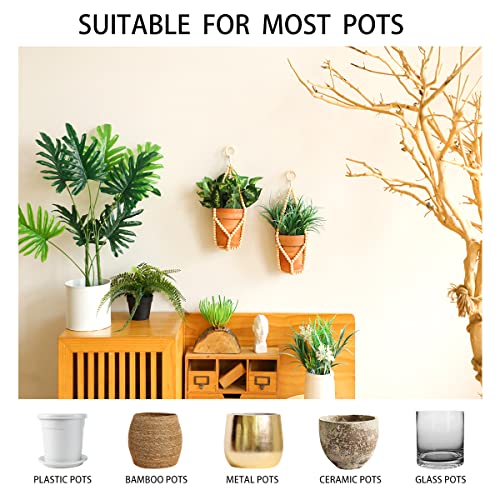 Artilady 2 Pack Beaded Plant Hanger Indoor Macrame Hanging Planters for Plants Holder No Tassels with Wooden Beads Boho Farmhouse Rustic Home Decor Wood Color Bead2pcs - Image 3
