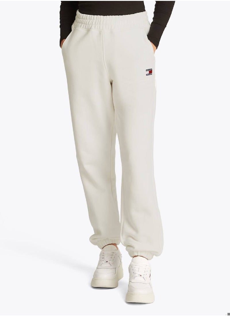 TOMMY JEANS Women's Badge Logo Joggers - Cotton, White  - Image 1