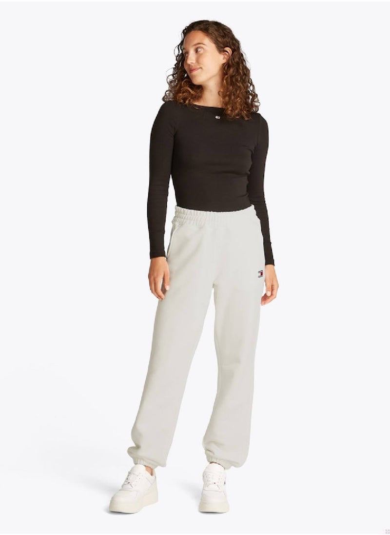 TOMMY JEANS Women's Badge Logo Joggers - Cotton, White  - Image 3