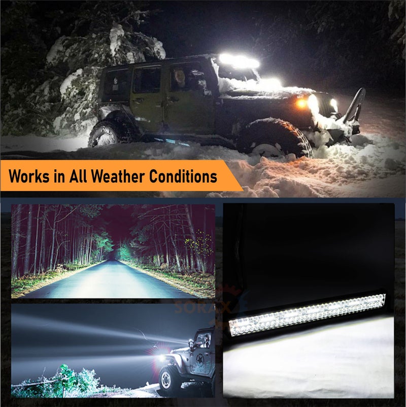 SORAX 21 Inch Light Bar 6000K Off-Road Spot Flood Combo Led Bar Light Waterproof compatible for Truck, 4X4, ATV, Boat, Jeep, LED Light Bar White (1Pcs) - Image 4