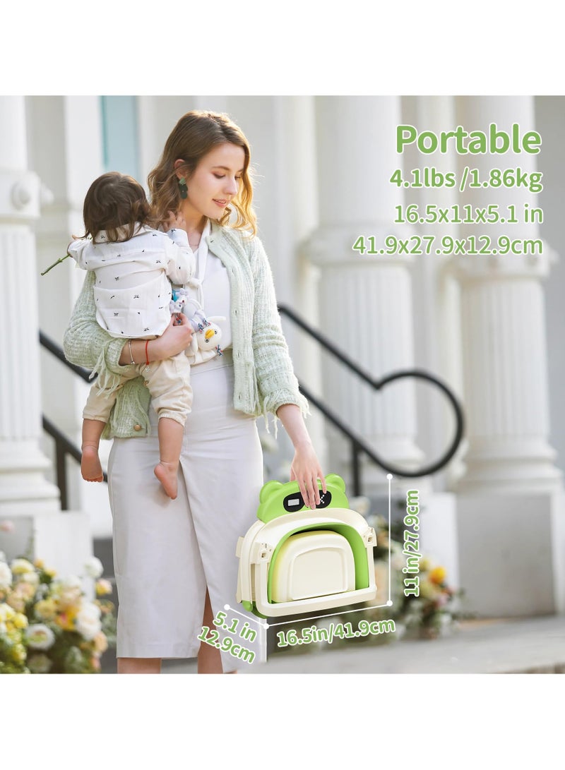 جوبيلين حوض استحمام للرضع، حوض استحمام قابل للطي لحديثي الولادة إلى الأطفال الصغار، حوض استحمام محمول للأطفال مع وسادة ناعمة وميزان حرارة، أخضر - Image 4