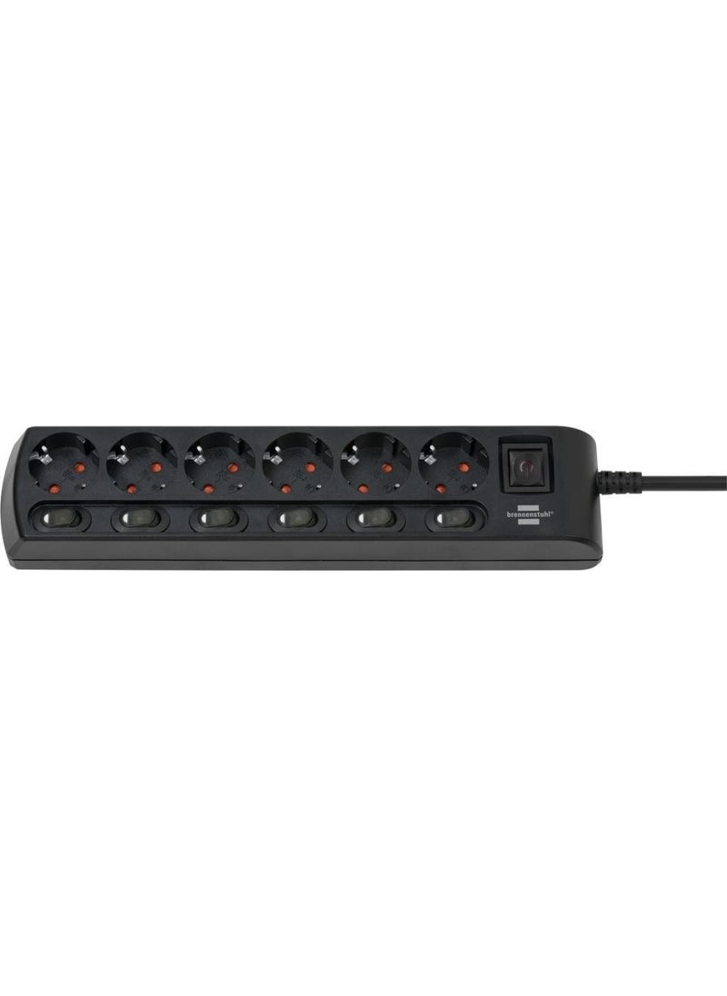 Brennenstuhl 6 Switches 6 Sockets Power Strip Socket 2 Meters Black  - Image 2