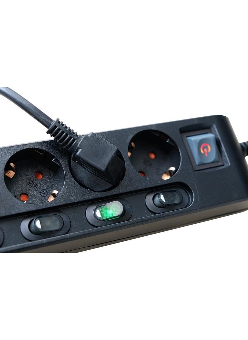 Brennenstuhl 6 Switches 6 Sockets Power Strip Socket 2 Meters Black  - Image 4