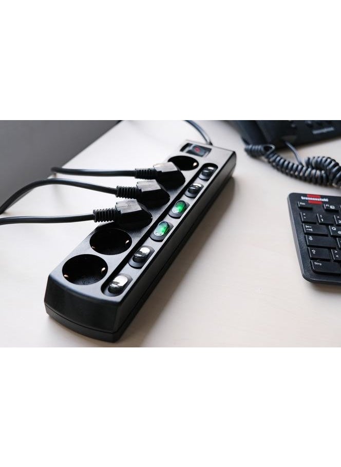 Brennenstuhl 6 Switches 6 Sockets Power Strip Socket 2 Meters Black  - Image 3