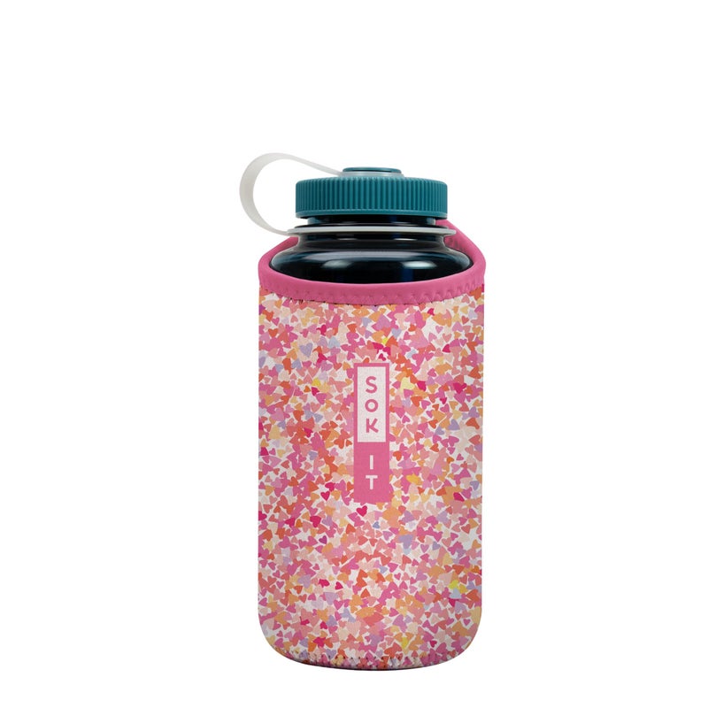 Sok It Botl Sok Water Bottle Sleeve Insulated Neoprene Cover (Floral Hearts  Fits 32oz Nalgene)