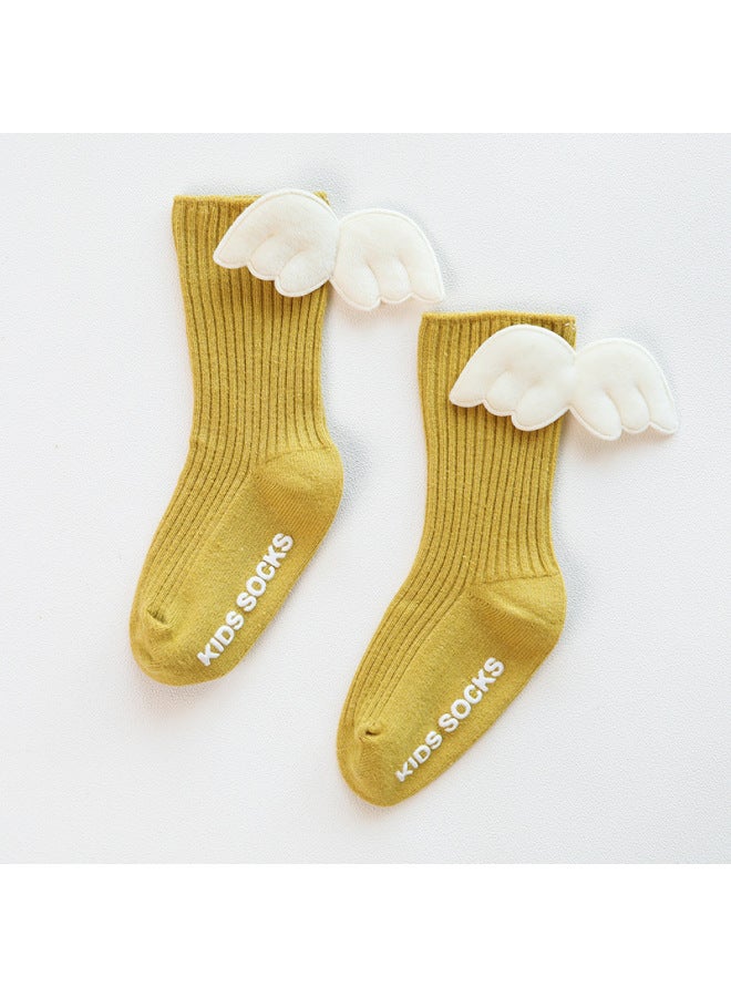 Spring/summer Winged Newborn Infant Socks With Anti-slip Grip, Baby Mid-calf Socks Super Cute For Toddlers And Infants