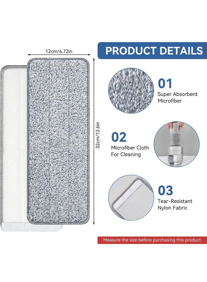 Premium Quality Microfiber Mop Pads Refill, 12.60 x 4.72 Inch Washable Flat Mop Head Replacement, Universal Stick-on Pads for Wet & Dry Floor Cleaning, Compatible with Most Mops Pack of 4 - Image 2