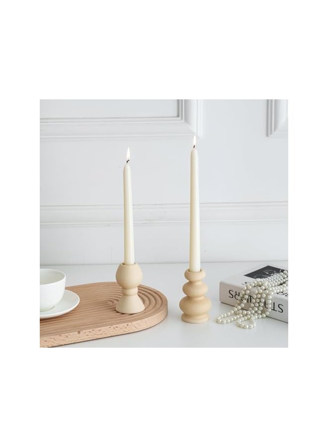 The Bros Taper Ceramic Candle Holders, Matte Boho Decorative Candlestick Holders, Creative Modern Knot Candlestick Holder Set, Table Decor Centerpiece for Home Decor Dining Wedding Party Aromatherapy, 2Pcs - Image 2