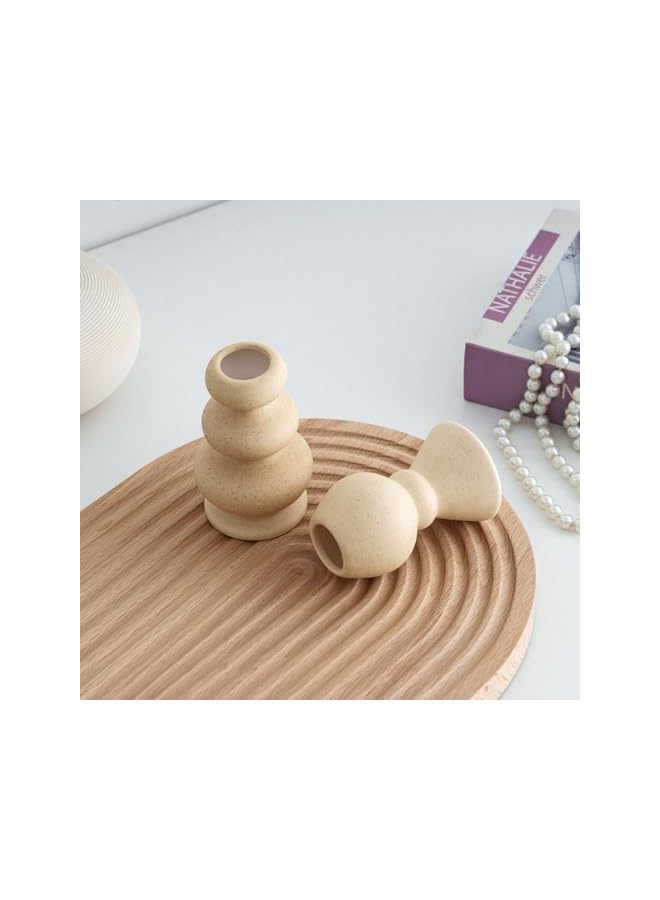 The Bros Taper Ceramic Candle Holders, Matte Boho Decorative Candlestick Holders, Creative Modern Knot Candlestick Holder Set, Table Decor Centerpiece for Home Decor Dining Wedding Party Aromatherapy, 2Pcs - Image 3