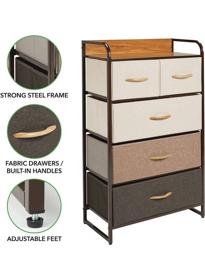 Cady One Modern Design Storage Drawers with Shelf, 5 Storage Drawers Drawer Organizer Closet Shelves, Durable Steel Frame and Easy-Pull Out Wooden Top - Organization Unit for Home, Office, and College Dorm - Image 4