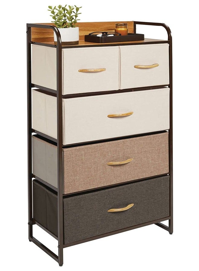 Cady One Modern Design Storage Drawers with Shelf, 5 Storage Drawers Drawer Organizer Closet Shelves, Durable Steel Frame and Easy-Pull Out Wooden Top - Organization Unit for Home, Office, and College Dorm - Image 3