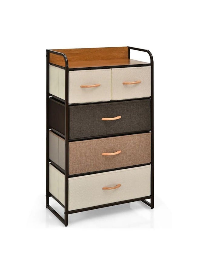 Cady One Modern Design Storage Drawers with Shelf, 5 Storage Drawers Drawer Organizer Closet Shelves, Durable Steel Frame and Easy-Pull Out Wooden Top - Organization Unit for Home, Office, and College Dorm - Image 2