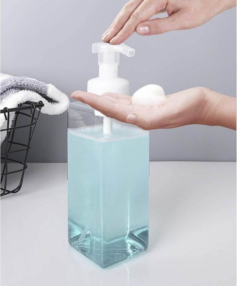UUJOLY Foaming Soap Dispenser 650ml (22oz) Refillable Plastic Pump Bottle for Liquid Soap, Shampoo, Body Wash (2 Pcs) (Clear) - Image 3