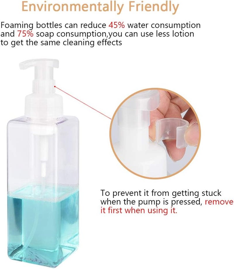 UUJOLY Foaming Soap Dispenser 650ml (22oz) Refillable Plastic Pump Bottle for Liquid Soap, Shampoo, Body Wash (2 Pcs) (Clear) - Image 2
