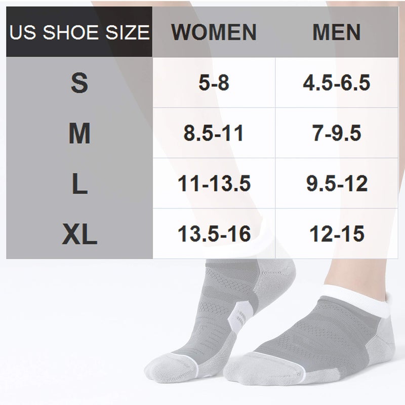 CS CELERSPORT CelerSport 6 Pack Men's Running Ankle Socks with Cushion, Low Cut Athletic Tab Socks, Grey, Large - Image 2