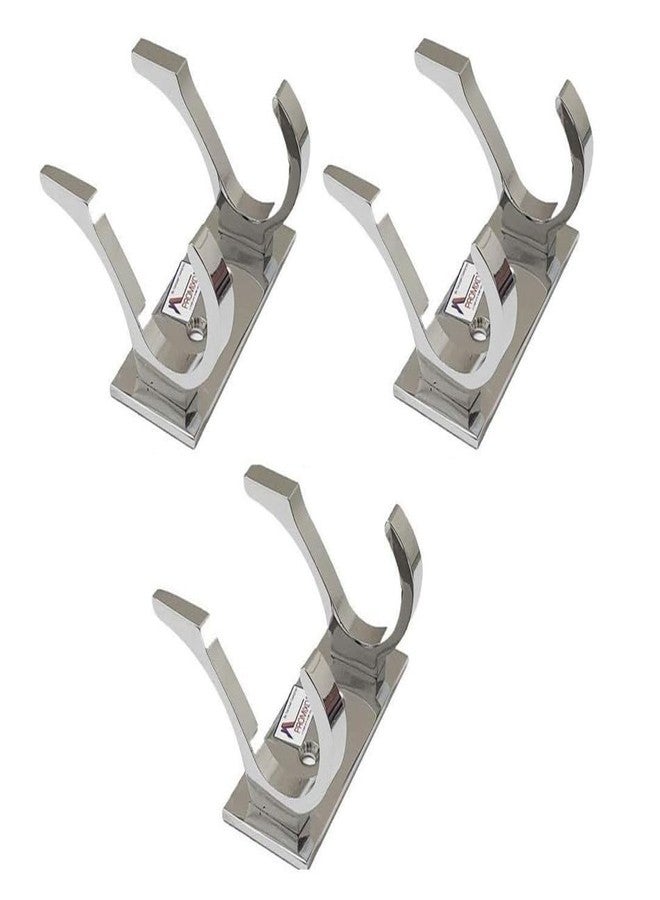 REDON Delux Stainless Steel 2 Pin Cloth Hanger Wall Mounted Bathroom Cloth Hanger,Coth Wall Hook,Door Hooks Rail for Hanging Keys,Clothes,Towel (Pack of 3) - Image 1