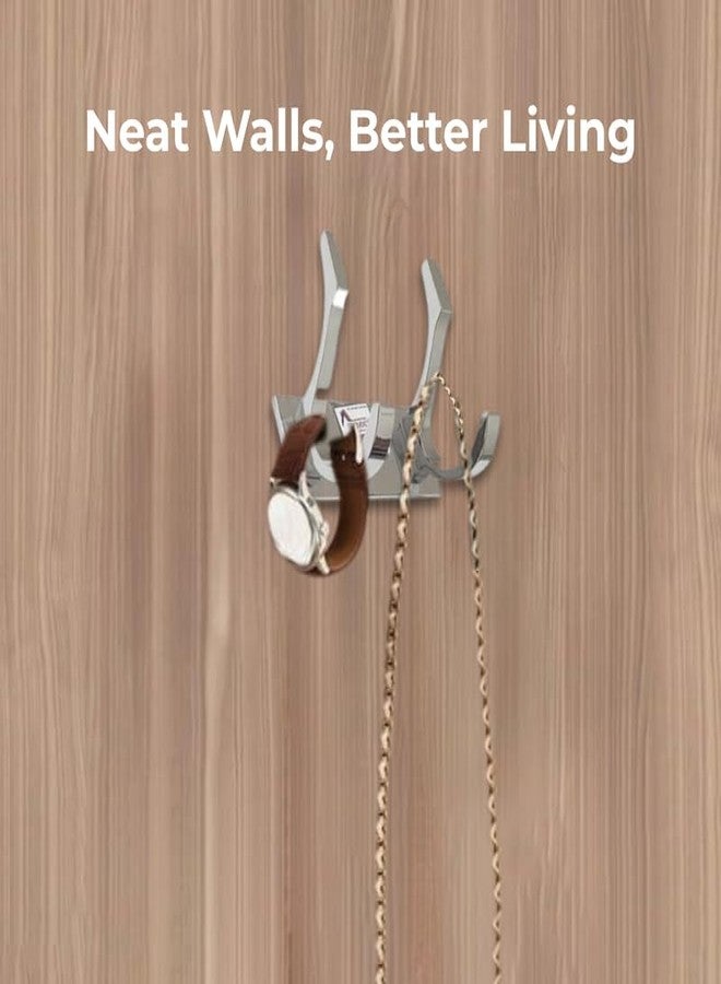 REDON Delux Stainless Steel 2 Pin Cloth Hanger Wall Mounted Bathroom Cloth Hanger,Coth Wall Hook,Door Hooks Rail for Hanging Keys,Clothes,Towel (Pack of 3) - Image 3