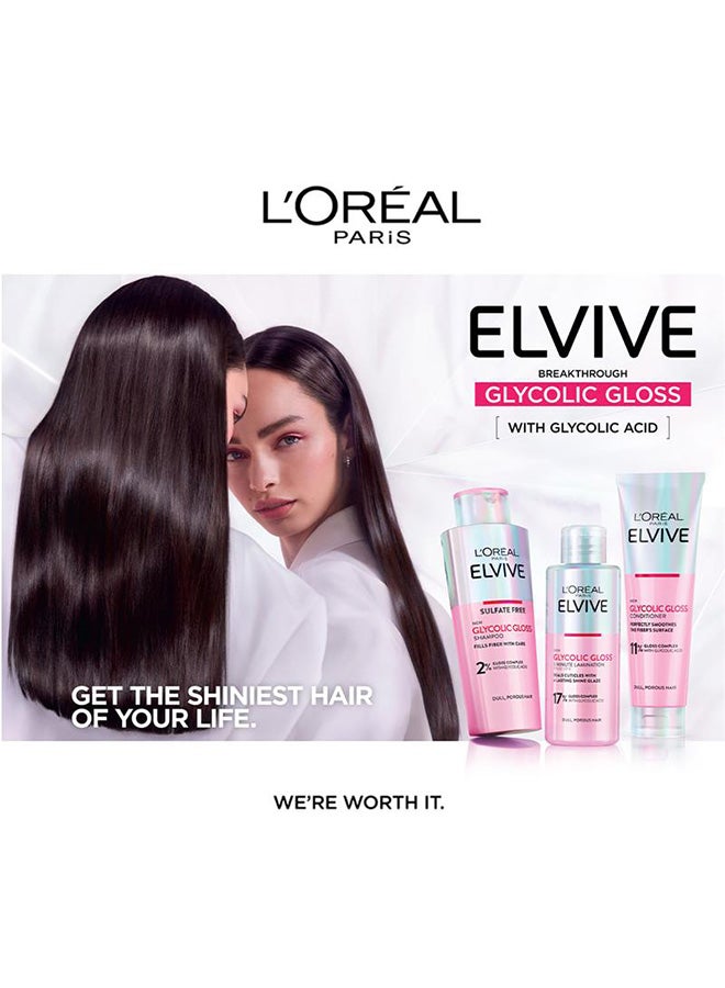 L'OREAL PARIS Elvive Glycolic Gloss Sulphate Free Shampoo 200ml + 5-minutes Lamination Rinse-off  200ml + Conditioner 150ml - Image 2