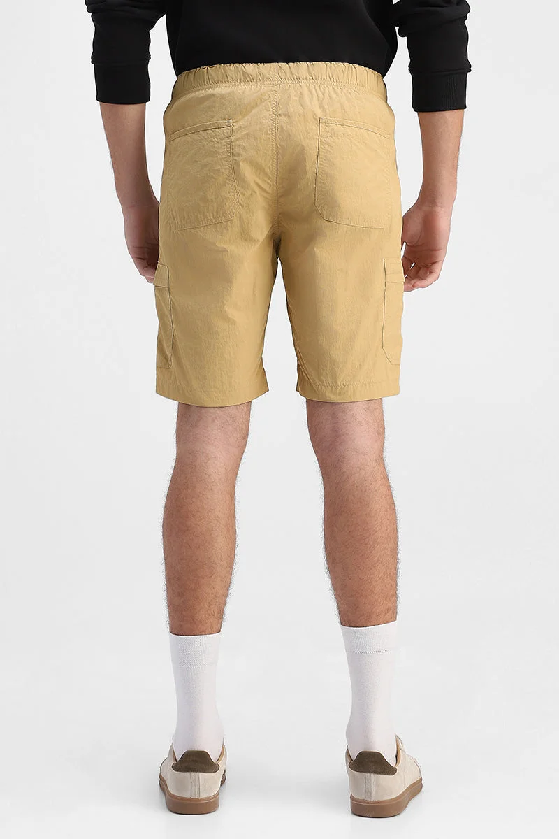 SNITCH Beige Regular Fit 100% Nylon Shorts for Men | Best Price UAE