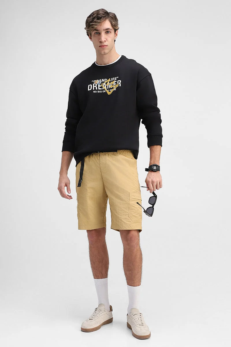SNITCH Beige Regular Fit 100% Nylon Shorts for Men | Best Price UAE