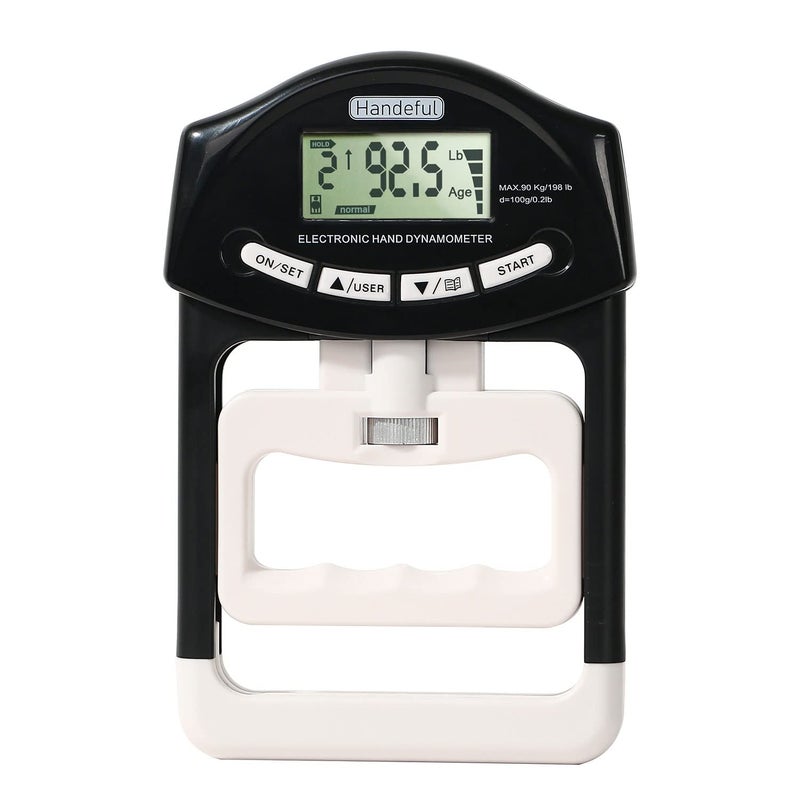 Handeful Grip Strength Tester Trainer - Dynamometer Handgrip Measurer Meter, Handheld Strengthener Exerciser for Sports, School, and Home Use (198Lbs / 90Kgs) - Image 1