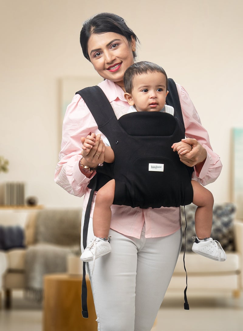 بيبي حاملة أطفال كوزي نيست لحديثي الولادة | حقائب حمل للأطفال من عمر يوم إلى سنتين مع دعم ثلاثي النقاط وراحة على شكل حرف X | حقيبة حمل كنغر بتصميم وضعية M مع دعامة قابلة للطي للرقبة | حقيبة حمالات أطفال بوزن أقصى يصل إلى 15 كجم، لون أسود - Image 1