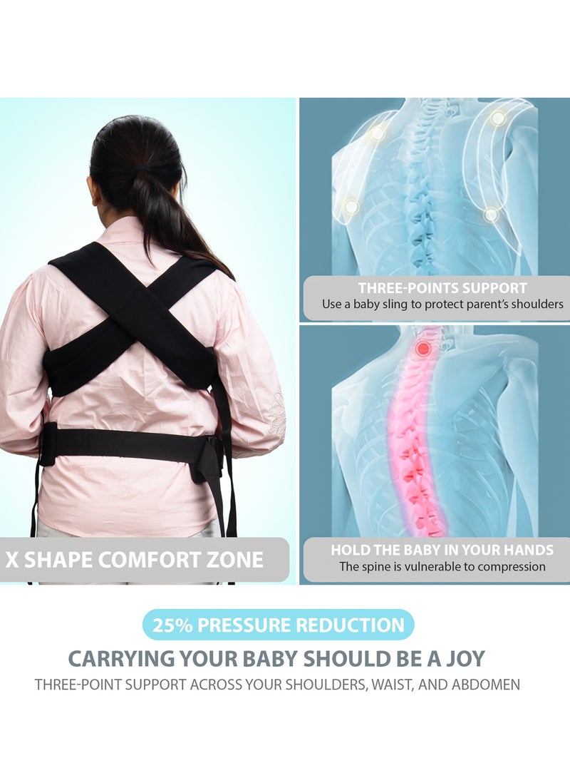 بيبي حاملة أطفال كوزي نيست لحديثي الولادة | حقائب حمل للأطفال من عمر يوم إلى سنتين مع دعم ثلاثي النقاط وراحة على شكل حرف X | حقيبة حمل كنغر بتصميم وضعية M مع دعامة قابلة للطي للرقبة | حقيبة حمالات أطفال بوزن أقصى يصل إلى 15 كجم، لون أسود - Image 5