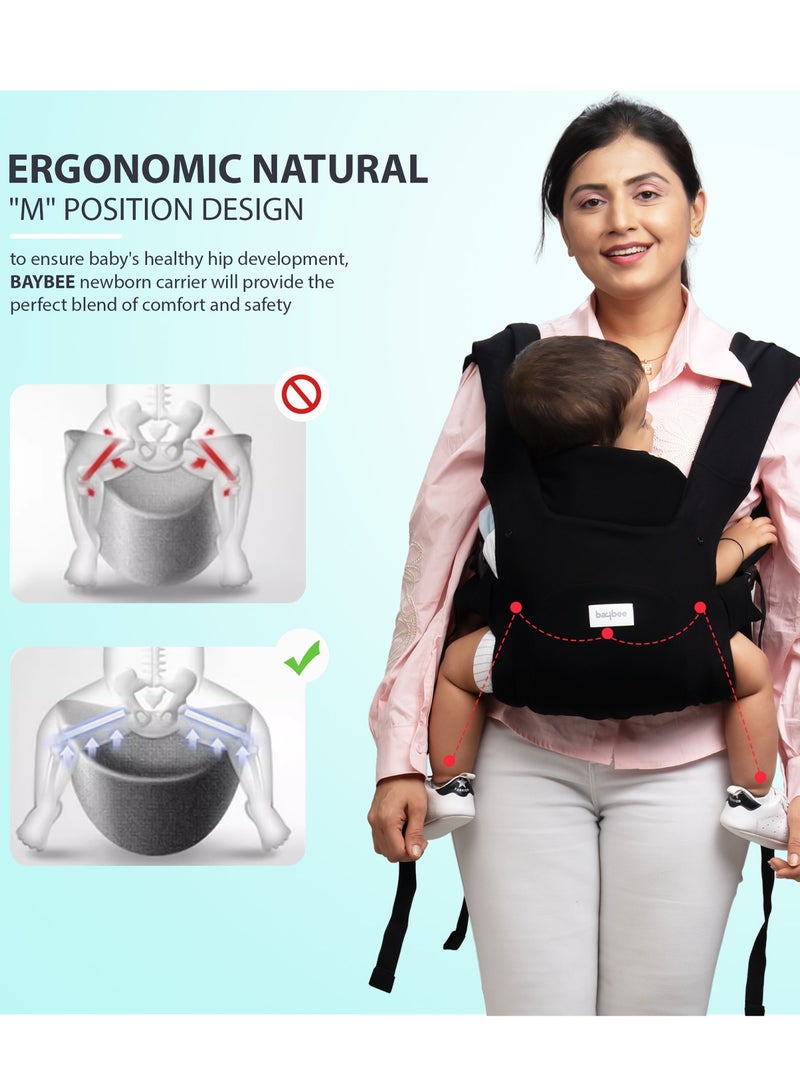 بيبي حاملة أطفال كوزي نيست لحديثي الولادة | حقائب حمل للأطفال من عمر يوم إلى سنتين مع دعم ثلاثي النقاط وراحة على شكل حرف X | حقيبة حمل كنغر بتصميم وضعية M مع دعامة قابلة للطي للرقبة | حقيبة حمالات أطفال بوزن أقصى يصل إلى 15 كجم، لون أسود - Image 4