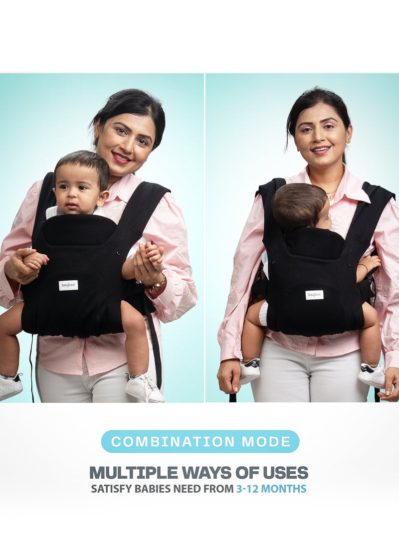 بيبي حاملة أطفال كوزي نيست لحديثي الولادة | حقائب حمل للأطفال من عمر يوم إلى سنتين مع دعم ثلاثي النقاط وراحة على شكل حرف X | حقيبة حمل كنغر بتصميم وضعية M مع دعامة قابلة للطي للرقبة | حقيبة حمالات أطفال بوزن أقصى يصل إلى 15 كجم، لون أسود - Image 3